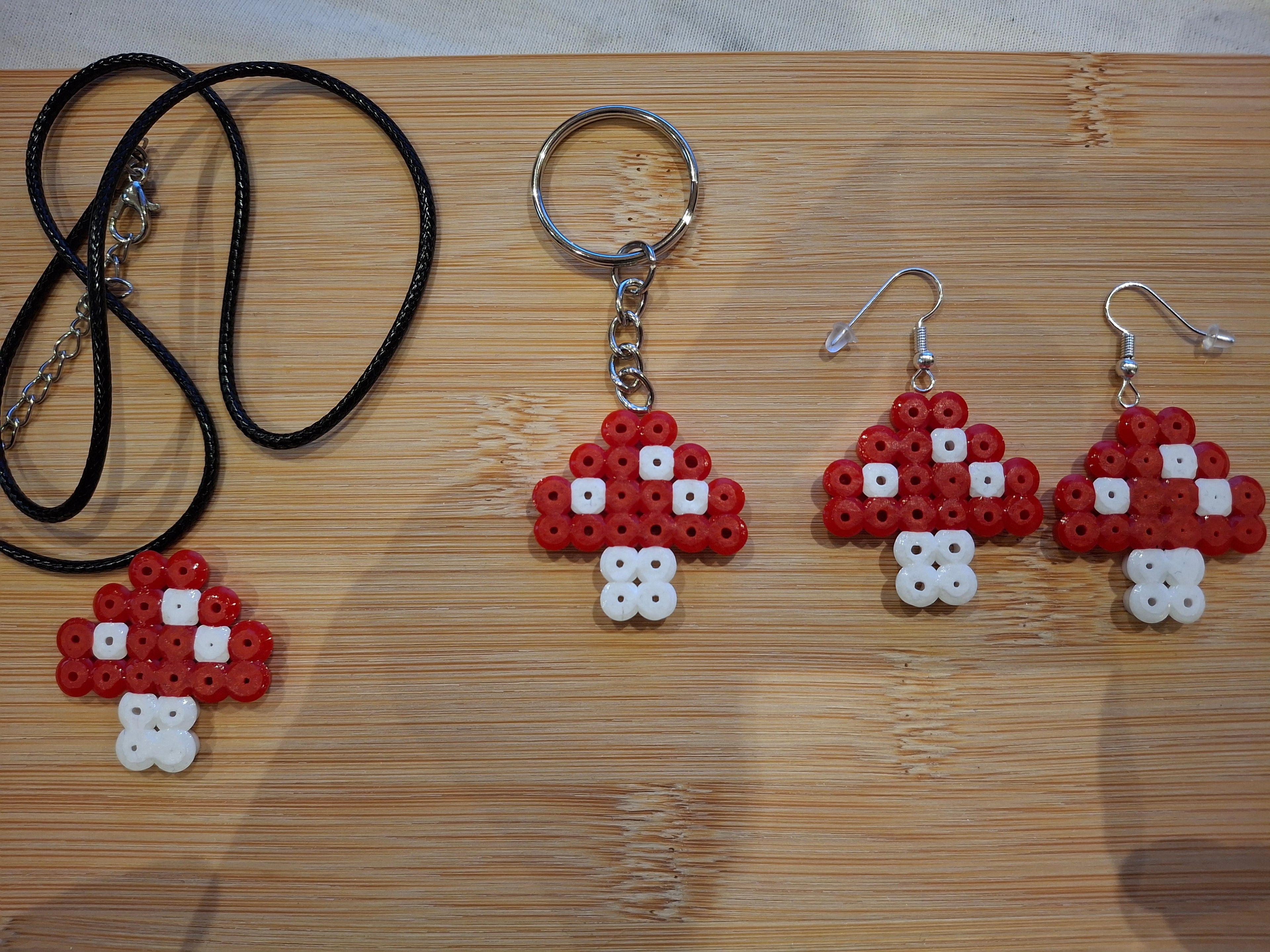 Pilz Mushroom Pixel Art Halskette Necklace